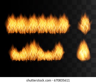 red flames, fire transparent vector template