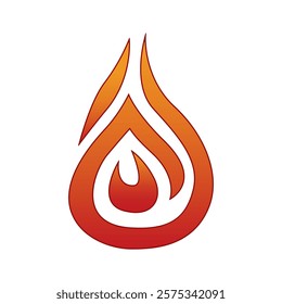 A  red flame-shaped vector design with smooth gradients and abstract curves.