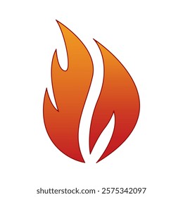 A  red flame-shaped vector design with smooth gradients and abstract curves.