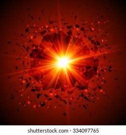 Red flaming vector meteor cosmic explosion