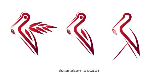 red flamingo symbol, icon sign or logo vector