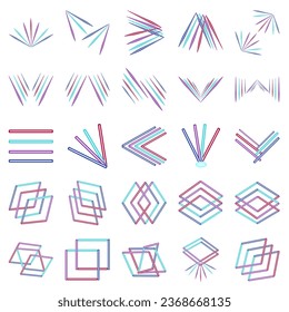 Rotes flaches, horizontales Objektivpaket. Laserstrahl, horizontaler Lichtstrahl.Schöner Lichteinfall. Glühende Streifen auf dunklem Hintergrund. Glühender abstrakter, funkelnder Hintergrund.