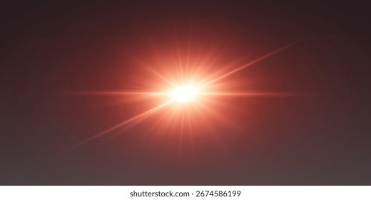 Red flare and lens light effect. Vector illustration