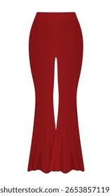 Pantalones sueltos acampanados rojos. Vector	