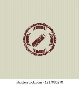Red flash drive icon inside rubber stamp