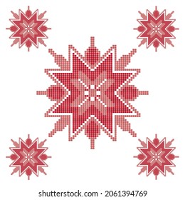 El flash rojo aislado en el fondo blanco. Ornamento. 
Motivo étnico. Copo de nieve.
