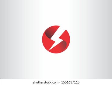 Red Flash thunderbolt lightning icon logo and symbols with circle concept design