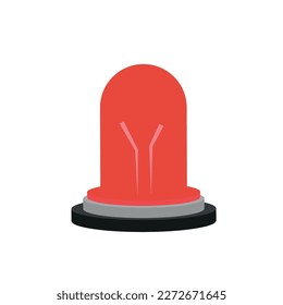 Red flasher icon in flat color style  Emergency fire alarm system