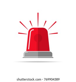 Red flasher icon in flat design. Vector illustration. Police flasher icon