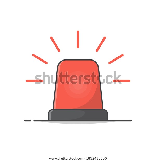 Red Flasher Siren Vector Icon Illustration.\
Emergency Siren Flat Icon