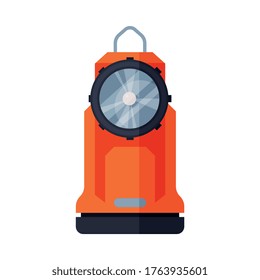 Red Flashlight Firefighting Equipment Flat Style Vector Illustration on White Background