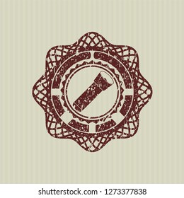 Red flashlight icon inside rubber grunge seal