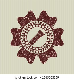 Red flashlight icon inside rubber grunge stamp