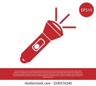 Red Flashlight icon isolated on white background.  Vector Illustration