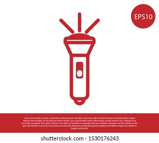 Red Flashlight icon isolated on white background.  Vector Illustration