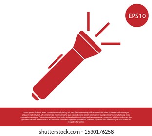 Red Flashlight icon isolated on white background.  Vector Illustration