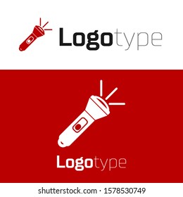 Red Flashlight icon isolated on white background. Logo design template element. Vector Illustration