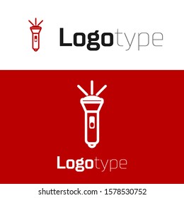Red Flashlight icon isolated on white background. Logo design template element. Vector Illustration