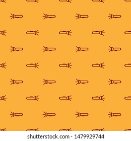 Red Flashlight icon isolated seamless pattern on brown background.  Vector Illustration