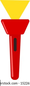Red flashlight, illustration, vector on white background.