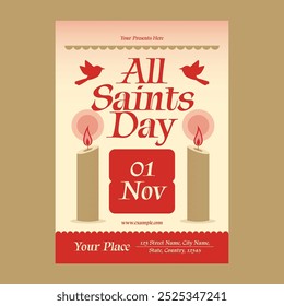 Red Flat Design All Saints Day Social Media Flyer