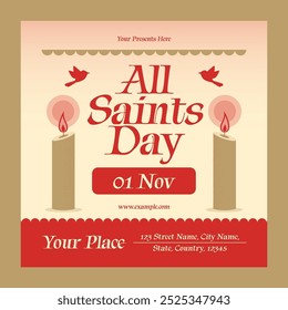 Red Flat Design All Saints Day Social Media Post