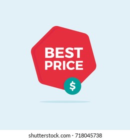 Red flat design best price badge - vector illustration for e-commerce website and on-line shopping