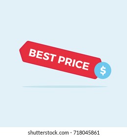 Red flat design best price badge - vector illustration for e-commerce website and on-line shopping