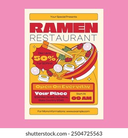 Red Flat Design Ramen Restaurant Flyer