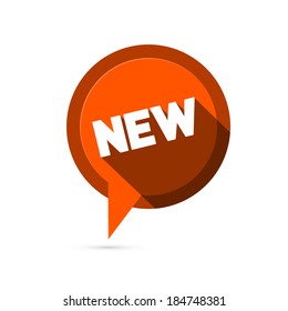 Red Flat Design Vector Sticker - Label with New Title