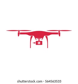Red flat drone vector design with background