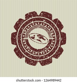 Red flat earth icon inside distressed rubber texture