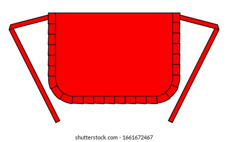 Red Flat Fold Rim Apron Vector For Template