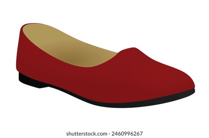 Red flat heel shoe. vector illustration