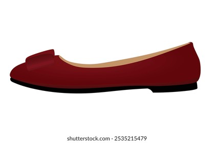 Red flat heel shoe. vector illustration