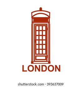 Red Flat Icon of Traditional London Telephone Booth