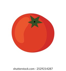Red flat illustration of a tomato isolated on white background