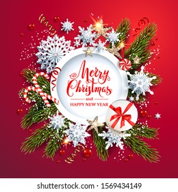 Red flat lay Christmas composition