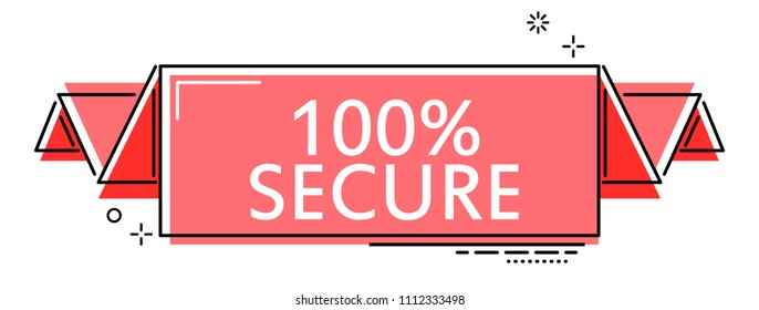 red flat line banner 100% secure