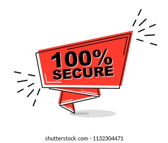 red flat line banner 100% secure