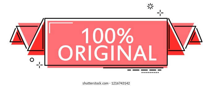 red flat line banner 100% original