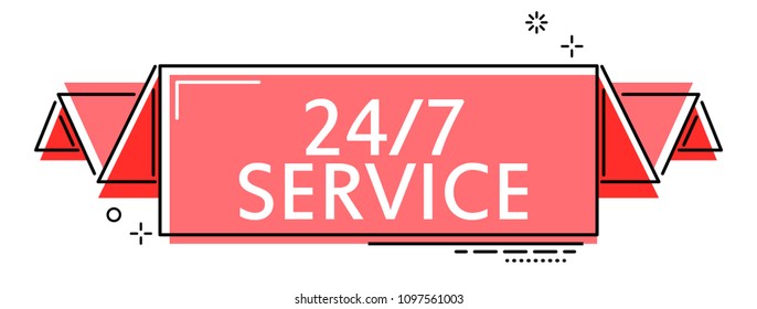 red flat line banner 24/7 service