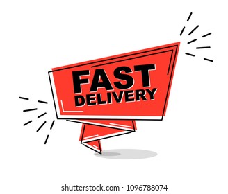 red flat line banner fast delivery