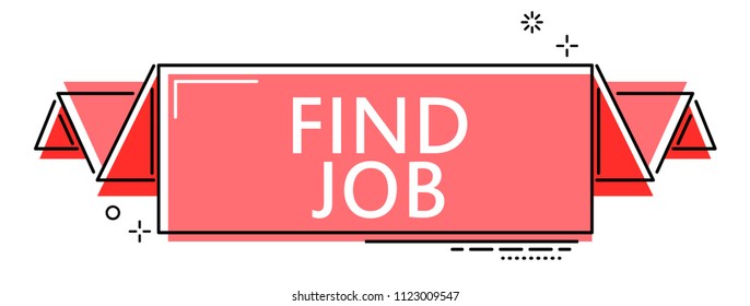 red flat line banner find job