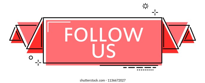 red flat line banner follow us