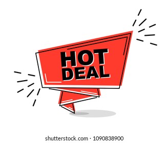 red flat line banner hot deal