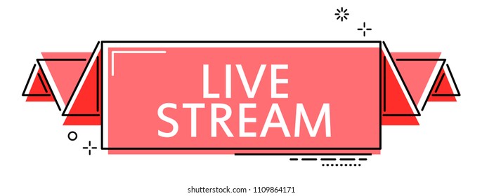 red flat line banner live stream