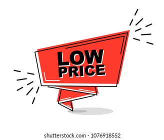 red flat line banner low price