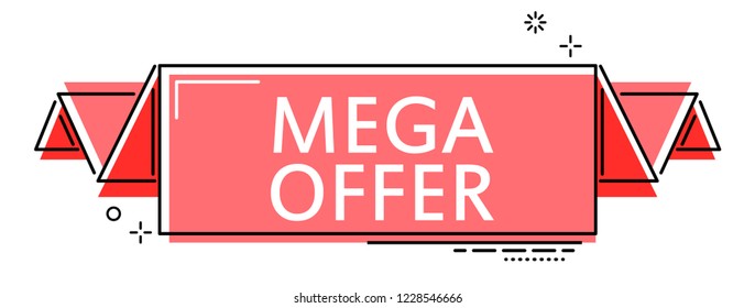 red flat line banner mega offer