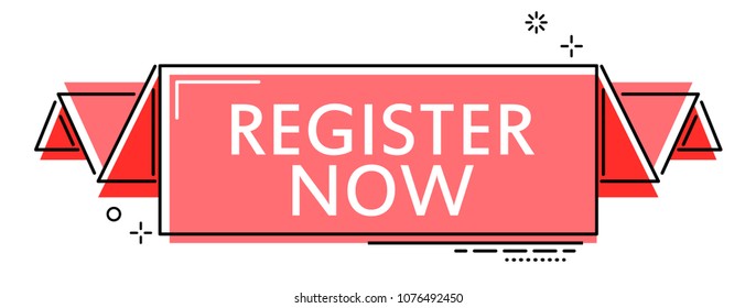 red flat line banner register now